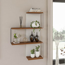 Hanah Home Cambel - Pine Estantería de Pared Pino y Blanco